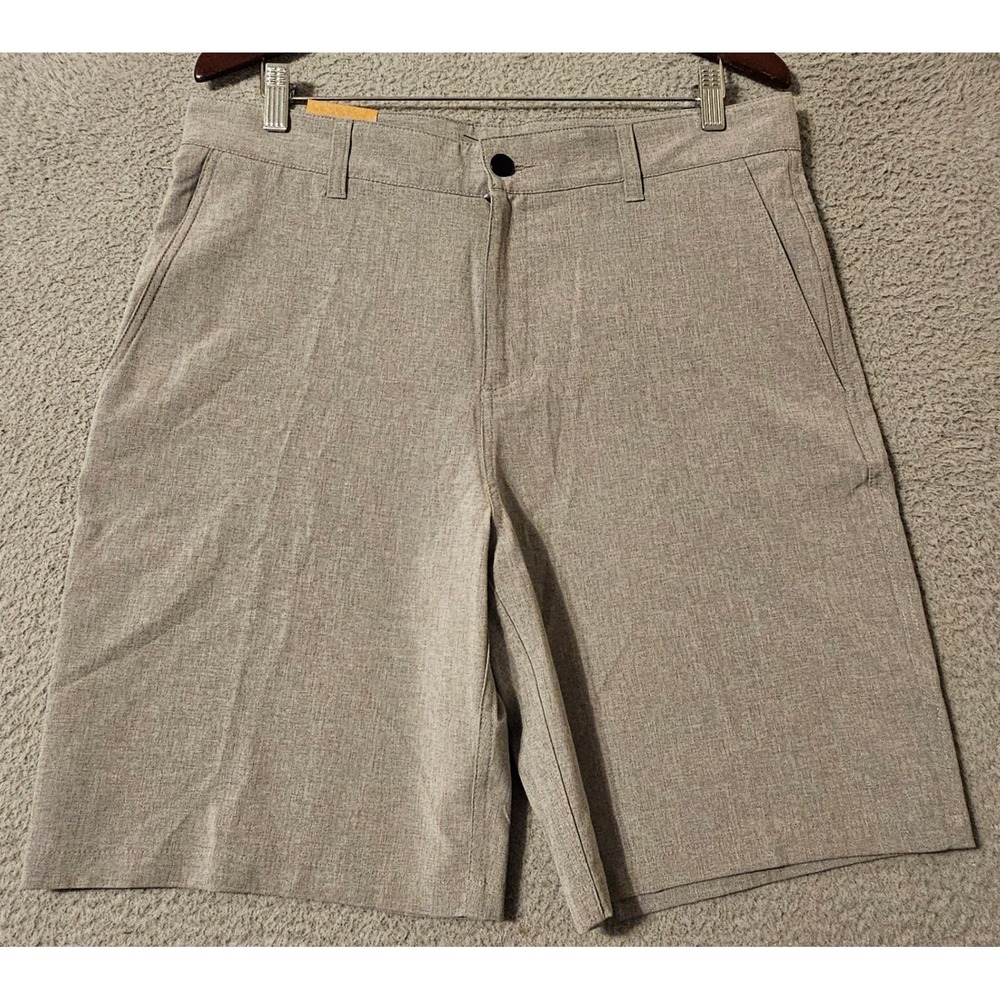 Panama Jack Mens Hybrid Shorts Size 34 Khaki Gray Heathered 9 Inch Inseam New